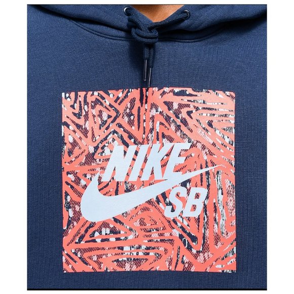 Nike SB Triangle GFX Men's Skateboard Pullover Hoodie - Navy Blue - Picture 6 of 7